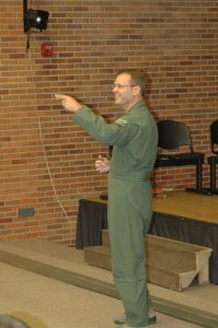 Brigadier General Steve Williams speaks to DHS students about keeping an open mind and embracing different cultural perspectives. He pointed out that these aspects are beneficial not only in the Air Force, but also in life.