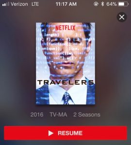 Travelers, screenshot from Netflix app
